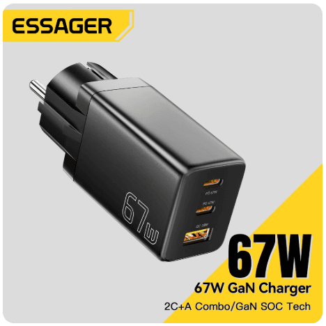 [알리] Essager GaN USB 유형 C 충전기 67W (21,691원/무료배송)