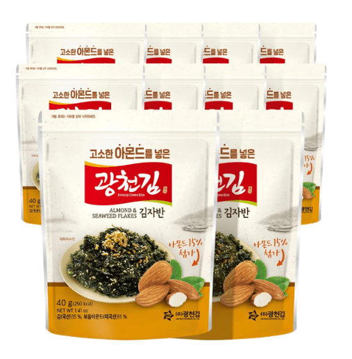 광천김 고소한 아몬드를 넣은 김자반, 40g, 10봉 (9,900원 / 무료배송)