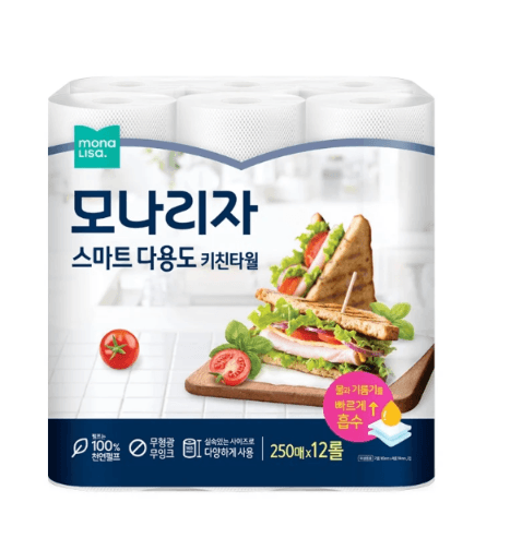 모나리자 스마트 다용도 키친타올, 250매, 12롤, 1팩 (6,900원 / 무료배송)