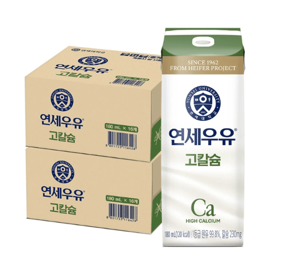 연세우유 고칼슘 멸균 흰우유, 180ml, 32개 (13,900원 / 무료배송)