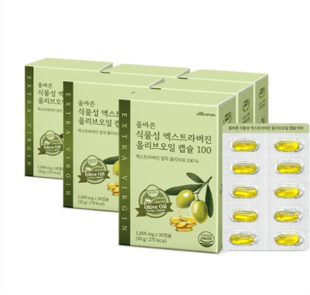 올바른 식물성 엑스트라버진 올리브오일 캡슐, 30g, 30캡슐, 6박스 (18,900원 / 무료배송)