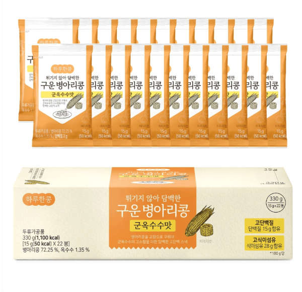 하루한콩 구운 병아리콩, 군옥수수맛, 15g, 22개입, 1개 (5,900원 / 무료배송)