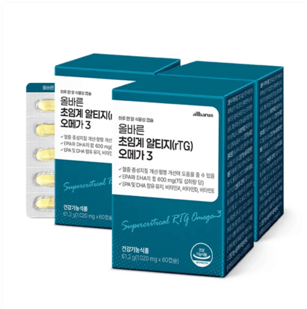올바른 초임계 알티지(rTG) 오메가3, 60캡슐, 3박스 (19,900원 / 무료배송)