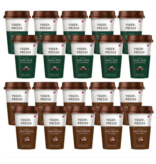 요거프레소 컵커피, 카페라떼 200ml 10개 + 카페모카 200ml 10개, 20개 (16,880원 / 무료배송)