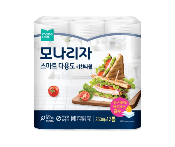 모나리자 스마트 다용도 키친타올, 250매, 12롤, 1팩 (6,900원 / 무료배송)