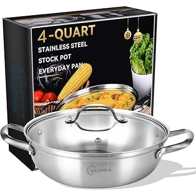 Amazon) 인덕션사용가능한 통3중 스텐 4쿼트 12인치 전골냄비 59.99--->28.49 최저가 (국수 삶거나 전골용으로 좋아요)