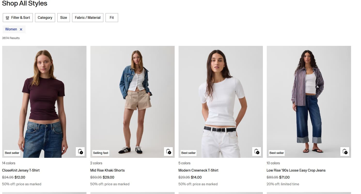 Gap써머세일 up to 50%
