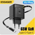 Essager 65W GaN 충전기(개폐식 케이블 포함)(8.63/무료)