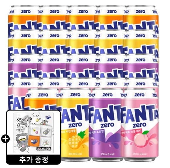 [G마켓]환타제로 오렌지 포도 파인 피치 6캔씩 350ML 24캔 + 키캡키링 (12,960원/무배)
