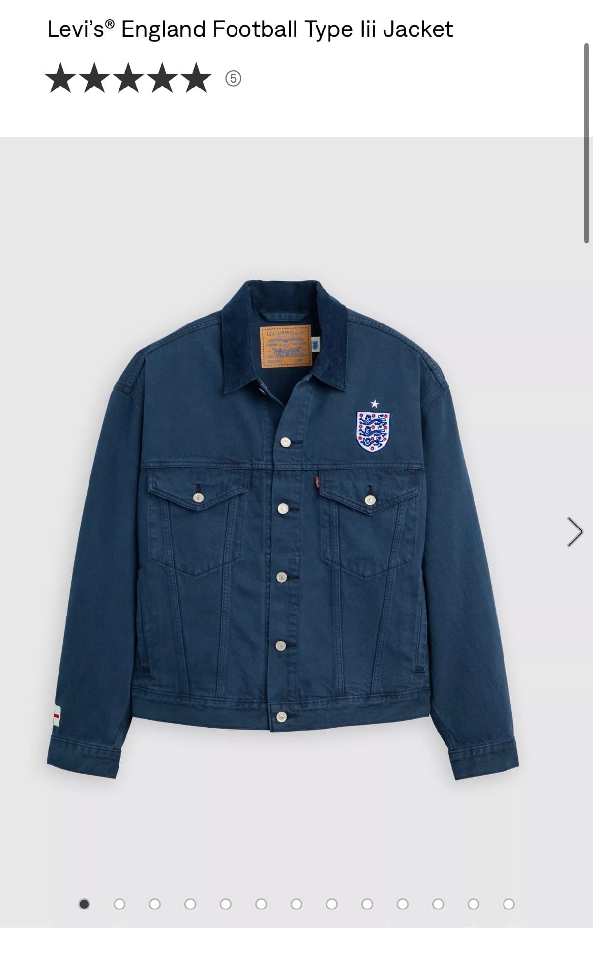 Levis England Football Type Iii Jacket