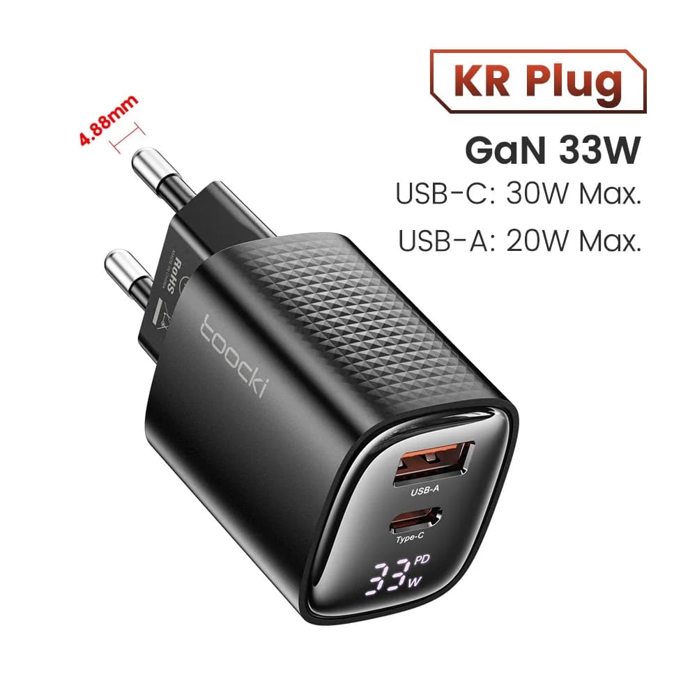 Toocki 40W GaN USB 충전기 KR 플러그 ($7.86 / (약: 11,518원))
