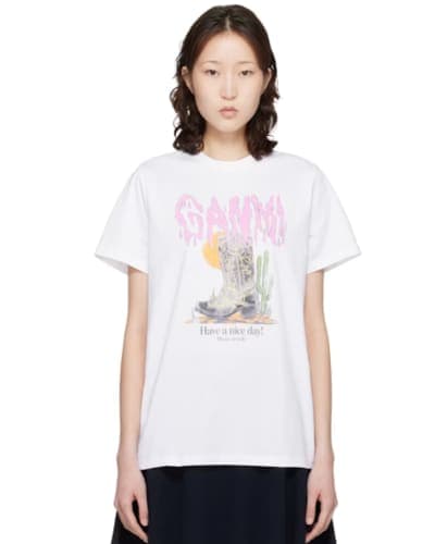 센스) 가니 화이트 웨스턴 부츠프린트 티셔츠 $73.00