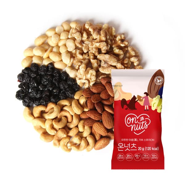 산과들에 하루 한줌 견과 견과류 온넛츠 20g 100봉 (49,670원 / 무료배송)