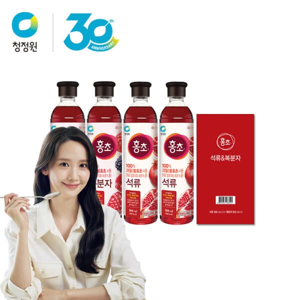 청정원 홍초 기획팩 (석류900ML 2병 + 복분자900ML 2병) (16,110원 / 무료배송)