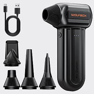 Open Box: 3-Speed Wolfbox MF60 Electric Compressed Air Duster w 5 Nozzles ($26.40 / (약: 38,282원))