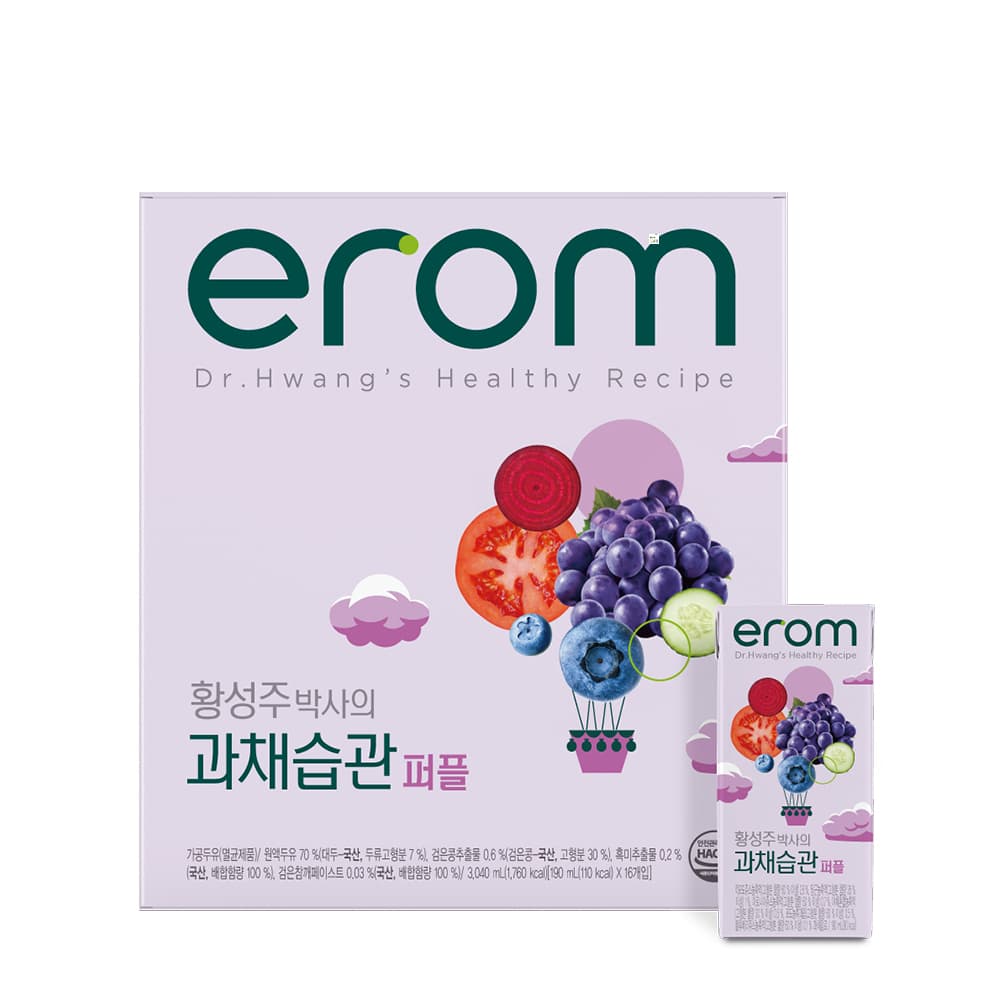 토스)이롬 황성주 박사의 과채습관 퍼플, 190ml, 16개 5,500원 (무료배송)