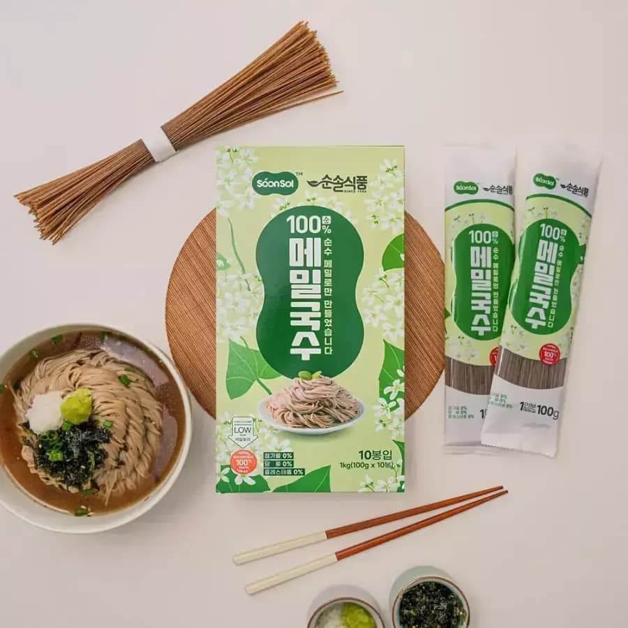 순솔 100% 메밀국수 1kg (100g x 10봉) 메밀면 순메밀 (9,510원 / 3,000 원)