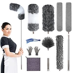 12-Pc AULTONG Microfiber Feather Duster Kit w 30"-100" Extension Pole ($23.99 / (약: 34,787원))
