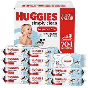 11-Pk 64-Ct Huggies Simply Clean Baby Wipes ($12.70 / (약: 18,416원))