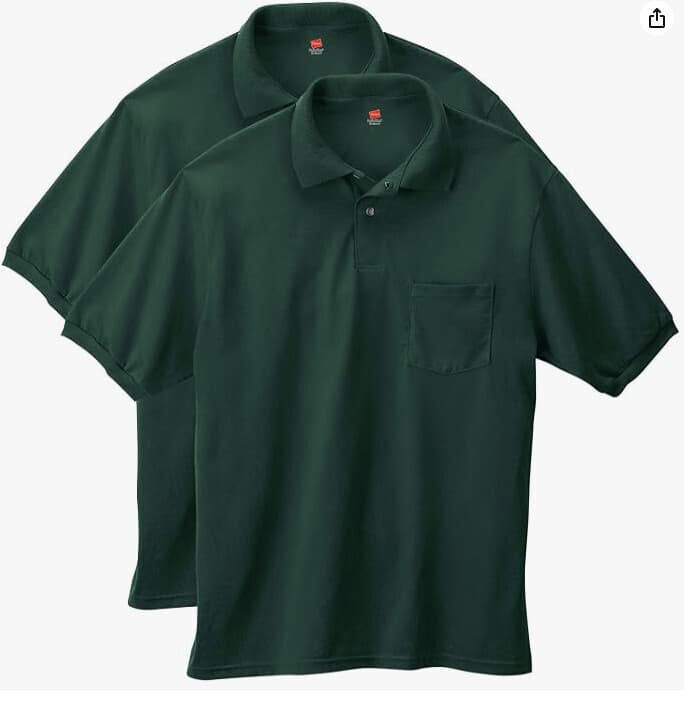 Amazon) Hanes Men's Short Sleeve Jersey Pocket Polo (Pack of 2) 남성용 숏슬립 폴로티 2장에 $10.50