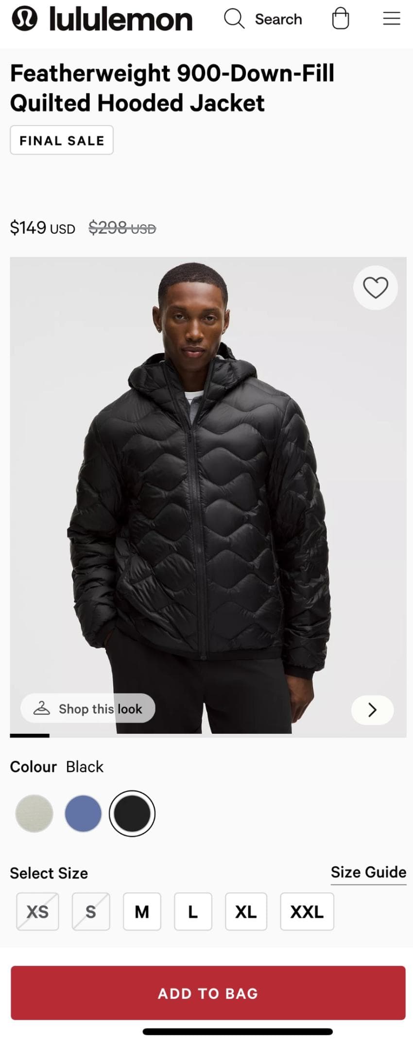 룰루레몬 900 필 다운 자켓 $149