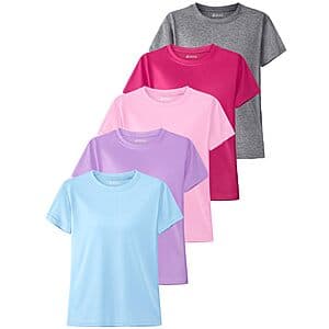5-Pk JORHIG Girls Athletic Dry-Fit T-Shirts Tops ($19.99 / (약: 28,807원))