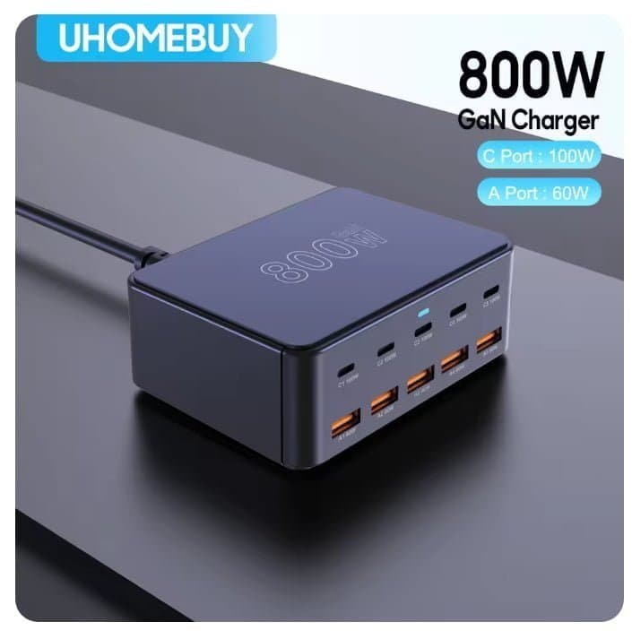 800W USB C GaN 충전기 100W PD3.0 PPS QC3.0 iPhone 15 16 용 멀티 포트 고속 충전 스테이션 Samsung Macbook Pro 노트북 태블릿 ($20.17 / (약: 29,066원))