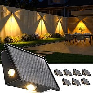 8-Pack JSOT 3-Large LEDs Solar Fence Lights w 5-Modes ($18.50 / (약: 26,660원))