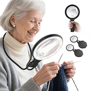 5.5" Lightswim 5X Hands-Free Magnifying Glass w 2-Pk 10X Pocket Magnifiers ($11.95 / (약: 17,221원))