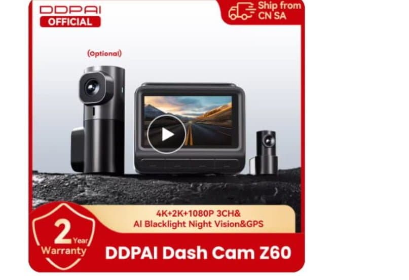 DDPAI 4K+1080P 블랙박스 Z60 전후방 듀얼 카메라 ($65.60)무배