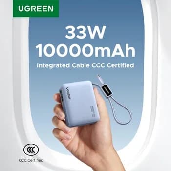 【CCC 인증】UGREEN 미니 33W 10000mAh 보조배터리 ($8.00 / (약: 11,528원))