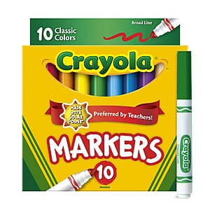 10-Ct Crayola Broad Line Markers ($0.97 / (약: 1,397원))