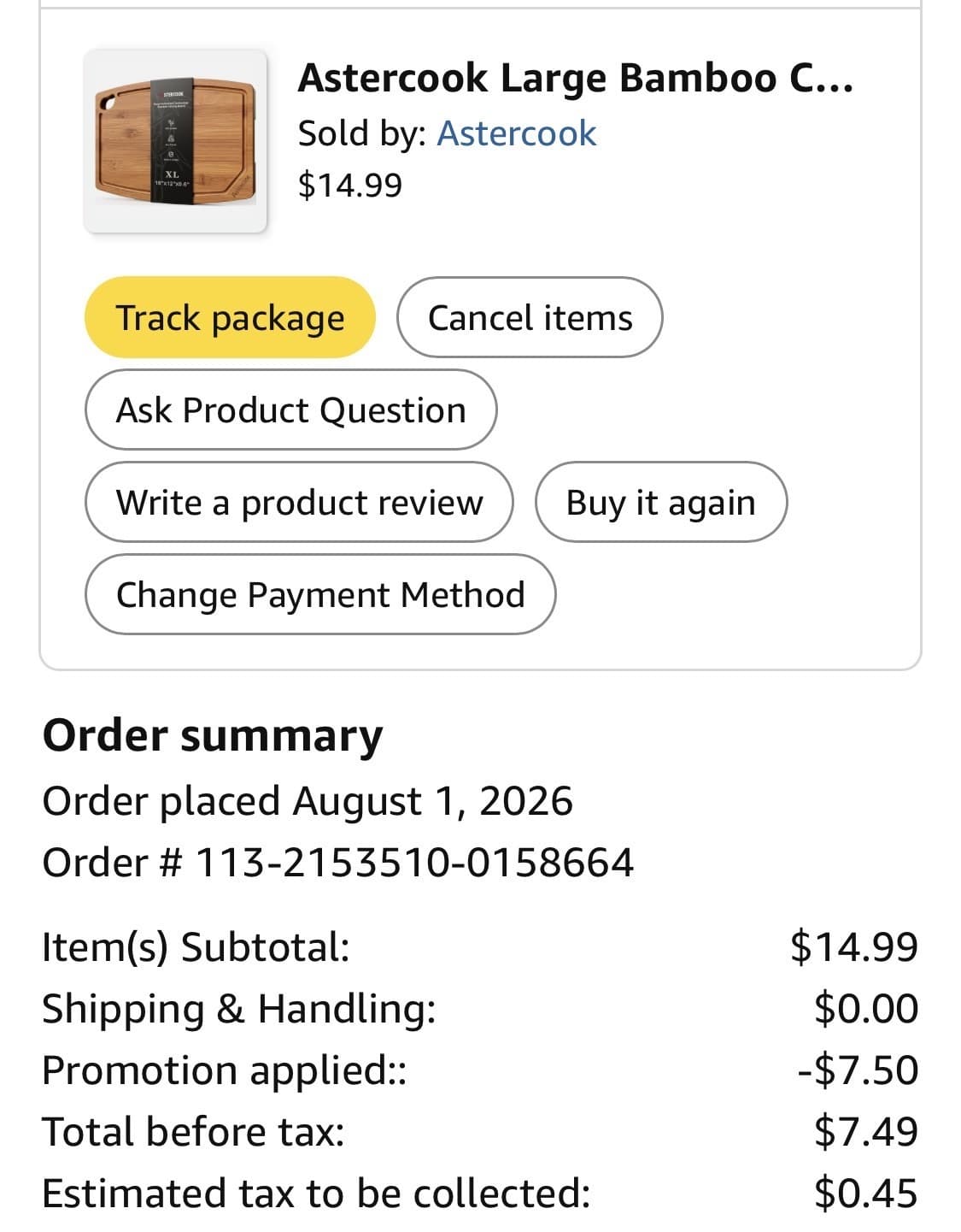 Amazon) Astercook Large Bamboo Cutting Board $14.99 (reg. $24.99) – Final cost $7.49