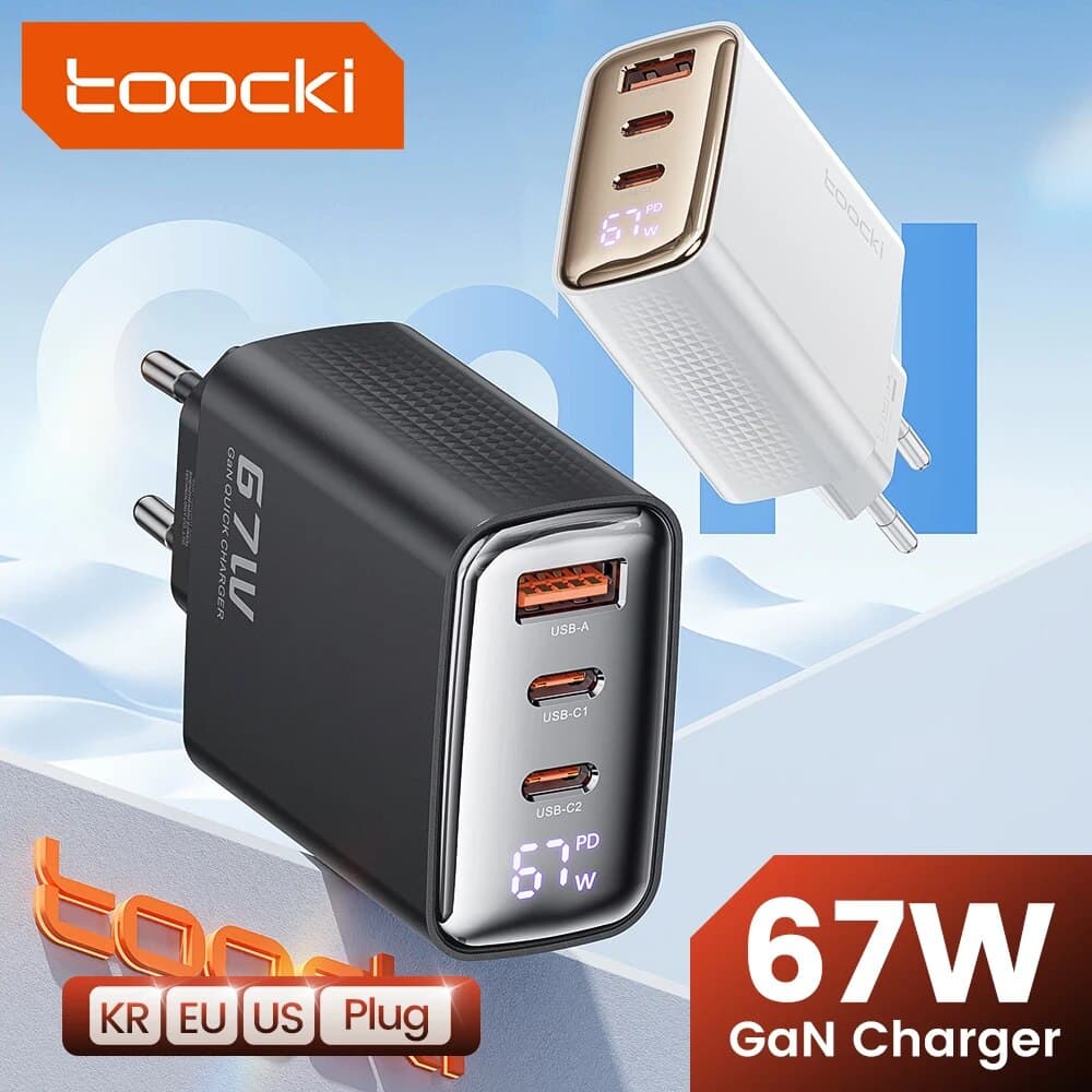 Toocki 67W GaN USB 디지털 디스플레이 충전기 KR 플러그 ($11.98 / (약: 17,264원))
