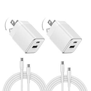 2-Pk wegear 30W Dual-Port GaN USB-C Wall Charger w Cables ($19.98 / (약: 28,793원))