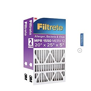 Members: 2-Pk Filtrete 5" MPR 1550 MERV 12 Deep Pleat Air Filter ($37.00 / (약: 53,320원))