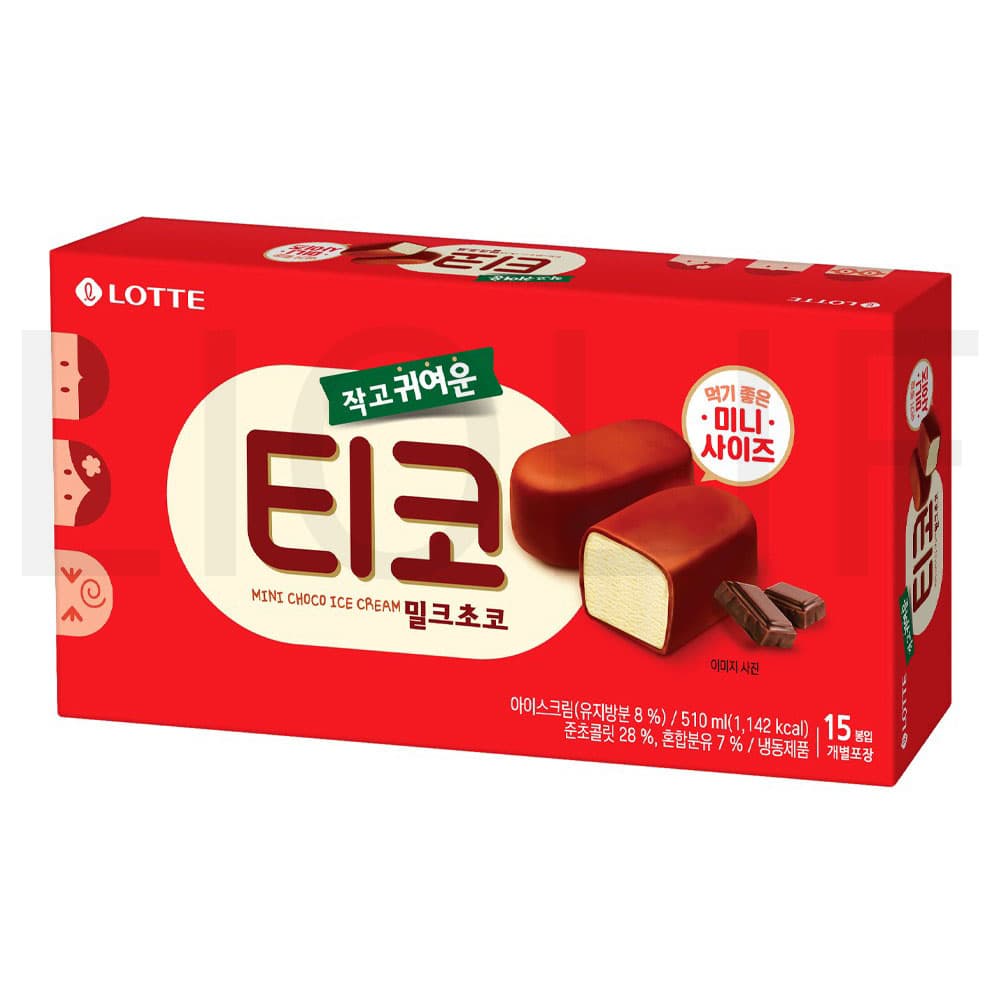 롯데웰푸드 티코 밀크초코 아이스크림 34ml 15개입 6박스 (0원 / 무료배송)