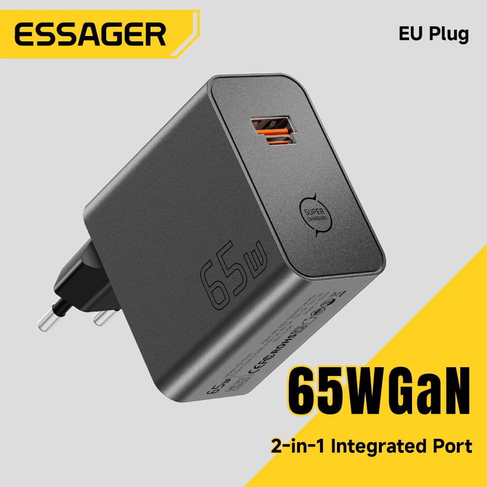 ESSAGER 65W GaN 충전기 PD3.0 PPS QC4.0 삼성 S26 맥북 노트북 PD 고속 충전기 완벽 호환 ($3.17 / (약: 4,568원))