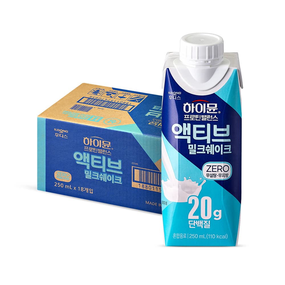 [토스]하이뮨 프로틴 밸런스 액티브 제로, 밀크쉐이크, 250ml, 18개 (19,900/무료) (19,900원 / 무료배송)