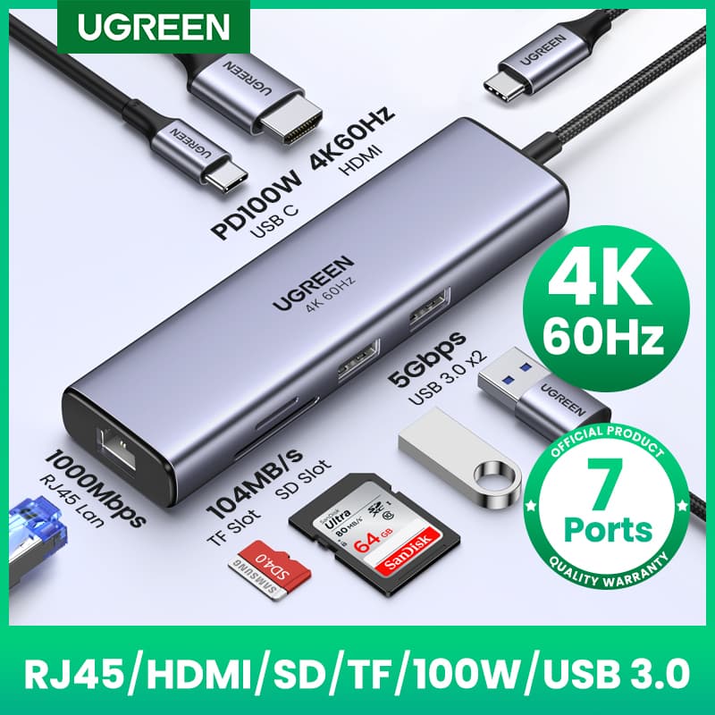 UGREEN USB 허브, 7-in-1 C타입 (22,461원 / 무료배송)