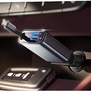 LISEN Retractable Car Charger w USB-C Cable: 75W 4-in-1 ($11.99 / (약: 17,278원))