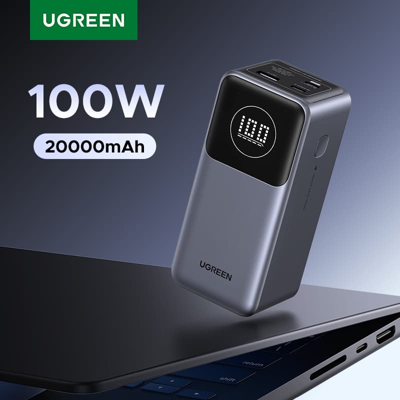 UGREEN Nexode 미니 100W 보조배터리 20000mAh 휴대용 PD 외장 배터리 파워뱅크 ($22.20 / (약: 31,992원))