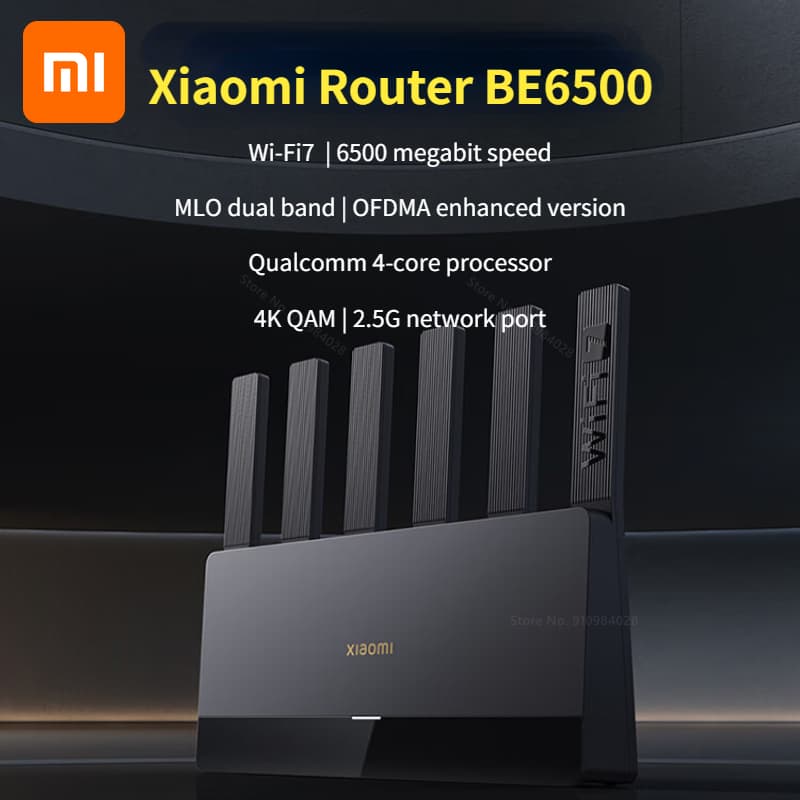 Xiaomi 라우터 BE6500 Wi-Fi 7 4 코어 2.5G 이더넷 포트 lOT 지능형 ($68.46 / (약: 98,657원))