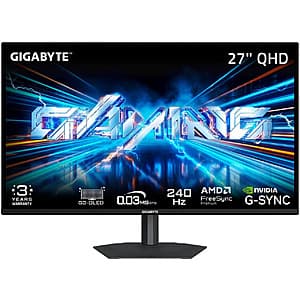 27" GIGABYTE QHD OLED 1440p 240Hz G-Sync Gaming Monitor ($299.99 / (약: 432,315원))
