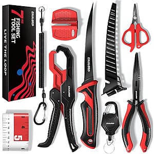 7-Pc Gaialoop Fishing Tools Kit w Fillet Knife, Split Ring Pliers, & More ($15.00 / (약: 21,616원))