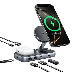 MOKiN 7-in-1 USB-C Docking Hub w Qi2 Charging Stand, 4K HDMI, 3x USB & 100W PD ($16.50 / (약: 23,778원))