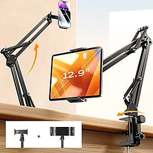 LISEN Dual-Clamp Desk Mount for 4" to 13" Tablets & Phones ($14.98 / (약: 21,587원))