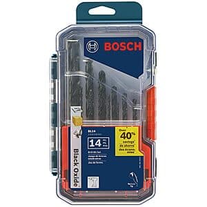 14-Pc Bosch BL14 Black Oxide HSS Jobber Metal Twist Drill Bit Set ($12.99 / (약: 18,622원))