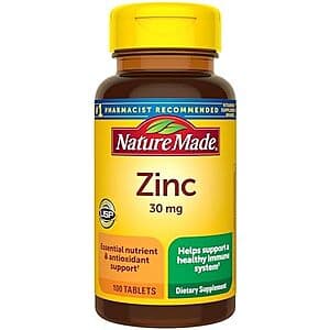 100-Ct Nature Made 30mg Zinc Tablets 2 for ($2.75 / (약: 3,942원))