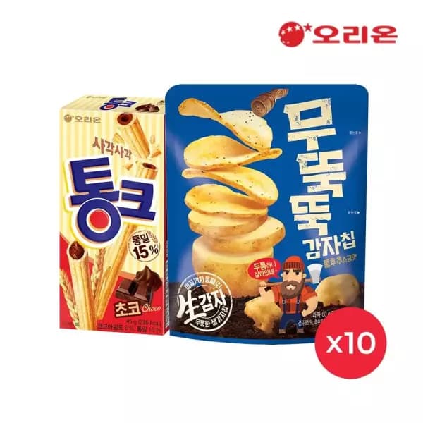 무뚝뚝감자칩(60g) 10개 + 통크(45g) 10개 (19,436원 / 무료배송)
